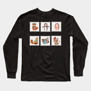 Christmas animal stamps Long Sleeve T-Shirt